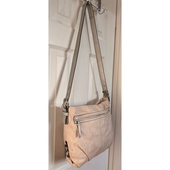 COACH - Signature Perforated Leather North/South Hobo Bag/Blush/Metallic Silver - Picture 12 of 16